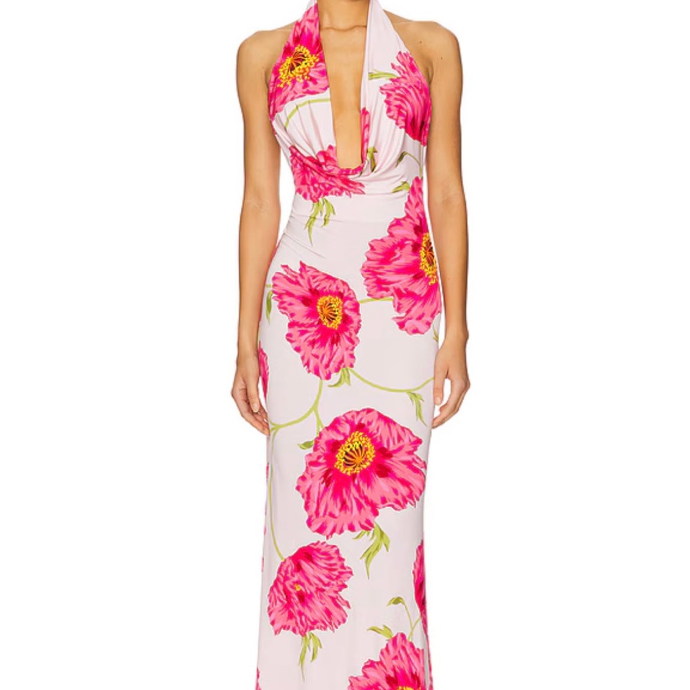 NWT!!! Imade backless halter Dress in Oversized Peony